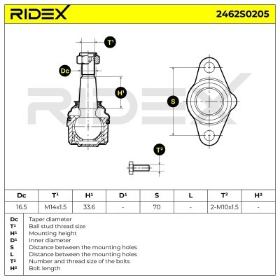 Sworzeń wahacza RIDEX 2462S0205 2462S0205 - foto 5
