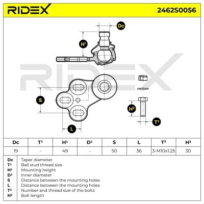 Sworzeń wahacza RIDEX 2462S0056 2462S0056 - foto 6