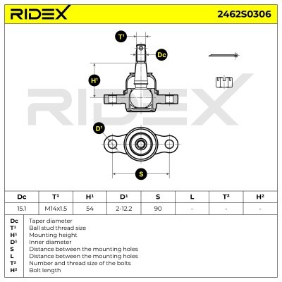 Sworzeń wahacza RIDEX 2462S0306 2462S0306 - foto 5