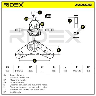 Sworzeń wahacza RIDEX 2462S0251 2462S0251 - foto 5