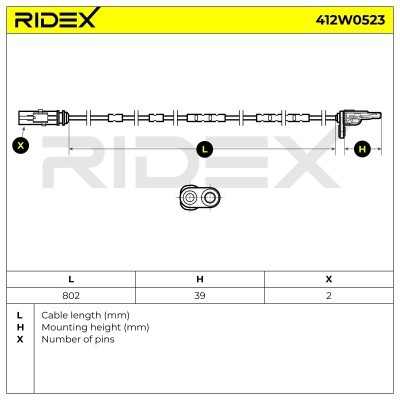 Czujnik ABS RIDEX 412W0523 412W0523 - foto 6