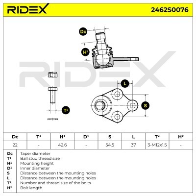 Sworzeń wahacza RIDEX 2462S0076 2462S0076 - foto 5
