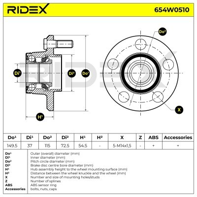 Łożysko Koła RIDEX 654W0510 654W0510 - foto 2