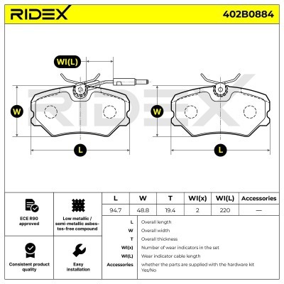 Klocki hamulcowe RIDEX 402B0884 402B0884 - foto 7
