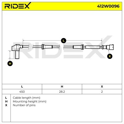 Czujnik ABS RIDEX 412W0096 412W0096 - foto 3