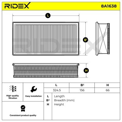 Filtr Powietrza RIDEX 8A1638 8A1638 - foto 6