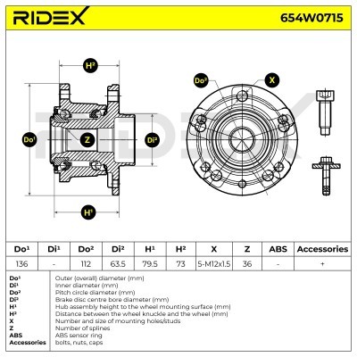 Łożysko Koła RIDEX 654W0715 654W0715 - foto 5