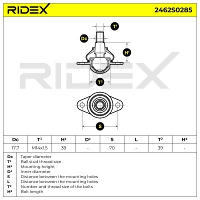 Sworzeń wahacza RIDEX 2462S0285 2462S0285 - foto 6