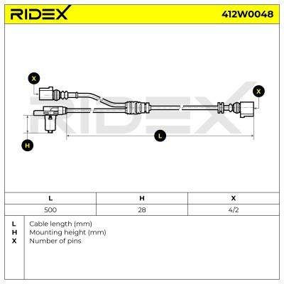 Czujnik ABS RIDEX 412W0048 412W0048 - foto 6