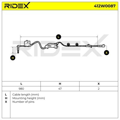Czujnik ABS RIDEX 412W0087 412W0087 - foto 7