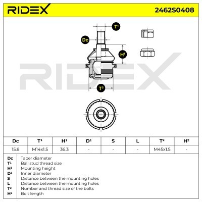 Sworzeń wahacza RIDEX 2462S0408 2462S0408 - foto 6