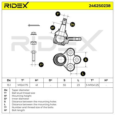 Sworzeń wahacza RIDEX 2462S0238 2462S0238 - foto 5