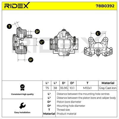 Zacisk Hamulcowy RIDEX 78B0392 78B0392 - foto 2