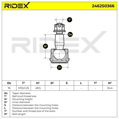 Sworzeń wahacza RIDEX 2462S0366 2462S0366 - foto 6