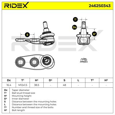 Sworzeń wahacza RIDEX 2462S0343 2462S0343 - foto 7