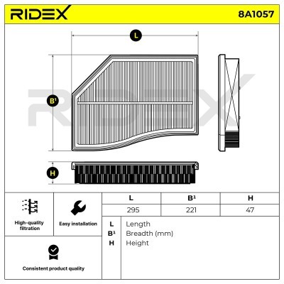 Filtr Powietrza RIDEX 8A1057 8A1057 - foto 6