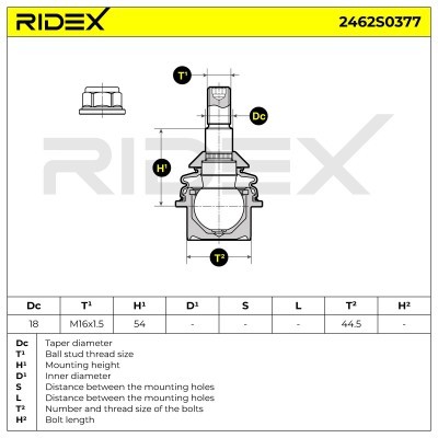 Sworzeń wahacza RIDEX 2462S0377 2462S0377 - foto 5