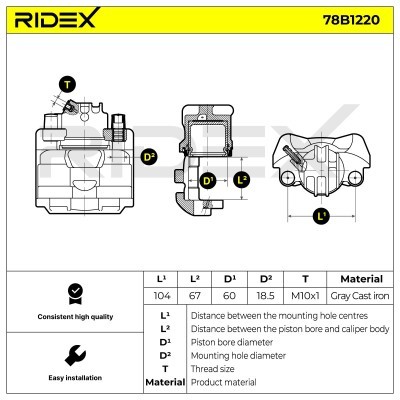 Zacisk Hamulcowy RIDEX 78B1220 78B1220 - foto 6