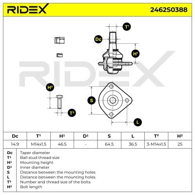 Sworzeń wahacza RIDEX 2462S0388 2462S0388 - foto 5