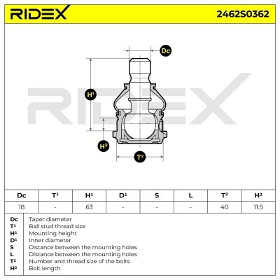 Sworzeń wahacza RIDEX 2462S0362 2462S0362 - foto 6