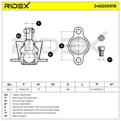 Sworzeń wahacza RIDEX 2462S0018 2462S0018 - foto 3