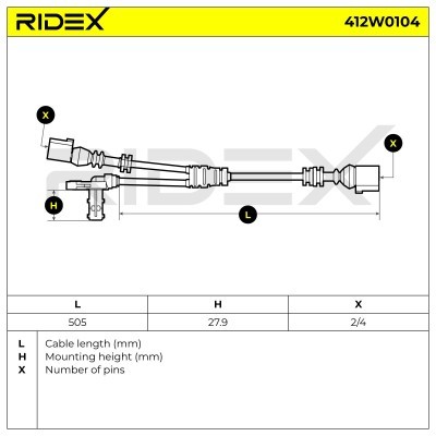 Czujnik ABS RIDEX 412W0104 412W0104 - foto 6