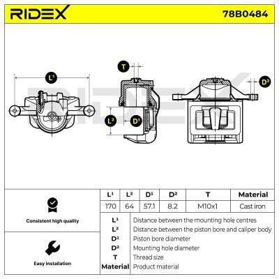 Zacisk Hamulcowy RIDEX 78B0484 78B0484 - foto 4