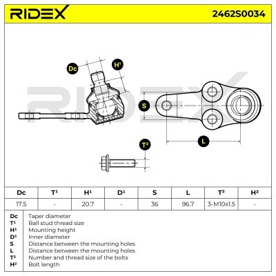 Sworzeń wahacza RIDEX 2462S0034 2462S0034 - foto 4