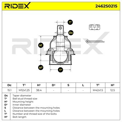 Sworzeń wahacza RIDEX 2462S0215 2462S0215 - foto 8