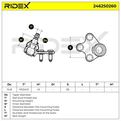 Sworzeń wahacza RIDEX 2462S0260 2462S0260 - foto 4