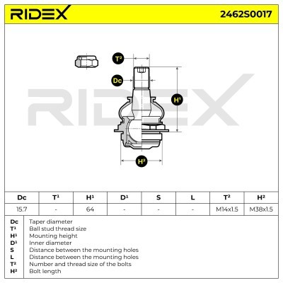 Sworzeń wahacza RIDEX 2462S0017 2462S0017 - foto 4
