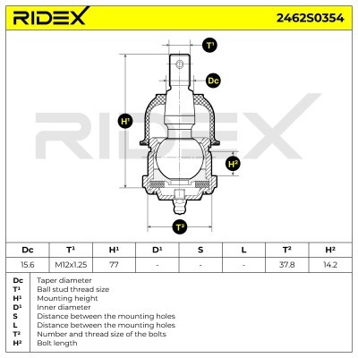 Sworzeń wahacza RIDEX 2462S0354 2462S0354 - foto 5