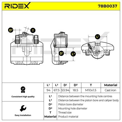 Zacisk Hamulcowy RIDEX 78B0037 78B0037 - foto 2