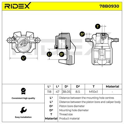 Zacisk Hamulcowy RIDEX 78B0930 78B0930 - foto 3