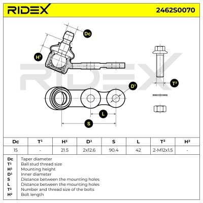 Sworzeń wahacza RIDEX 2462S0070 2462S0070 - foto 15
