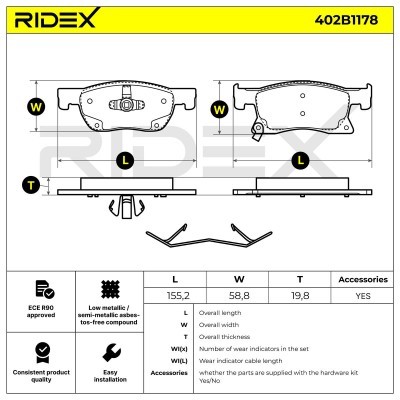 Klocki hamulcowe RIDEX 402B1178 402B1178 - foto 8