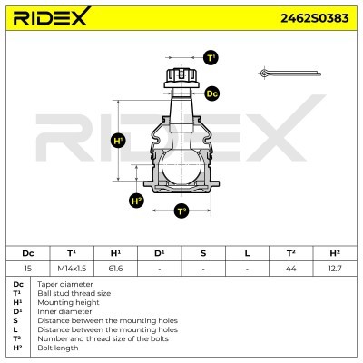 Sworzeń wahacza RIDEX 2462S0383 2462S0383 - foto 5