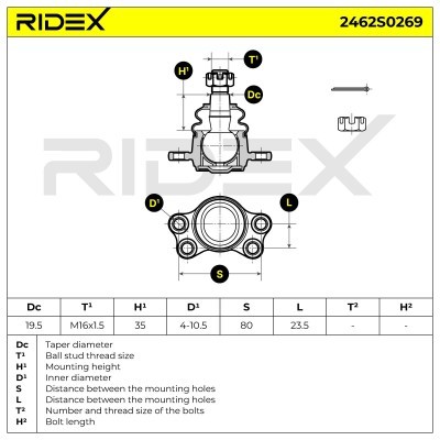 Sworzeń wahacza RIDEX 2462S0269 2462S0269 - foto 6