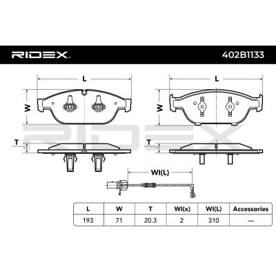 Klocki hamulcowe RIDEX 402B1133 402B1133 - foto 6