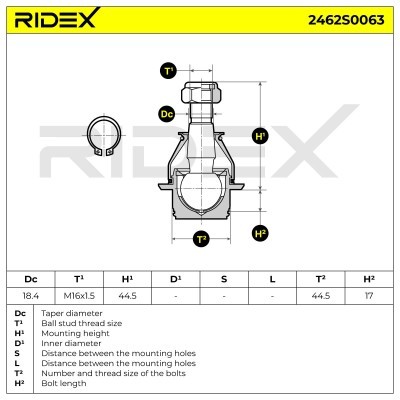 Sworzeń wahacza RIDEX 2462S0063 2462S0063 - foto 6