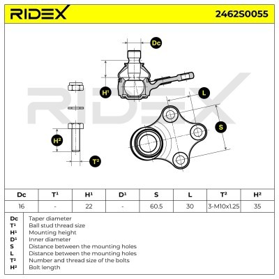 Sworzeń wahacza RIDEX 2462S0055 2462S0055 - foto 5