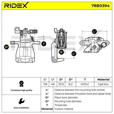 Zacisk Hamulcowy RIDEX 78B0394 78B0394 - foto 2