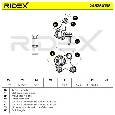 Sworzeń wahacza RIDEX 2462S0138 2462S0138 - foto 7