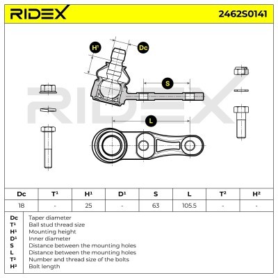 Sworzeń wahacza RIDEX 2462S0141 2462S0141 - foto 6