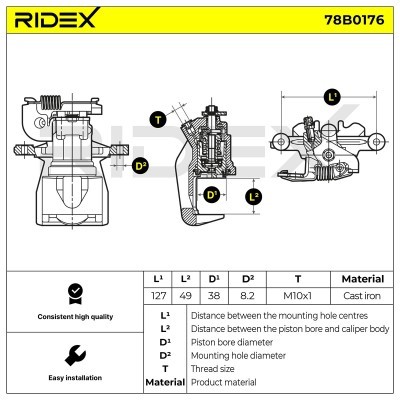 Zacisk Hamulcowy RIDEX 78B0176 78B0176 - foto 4