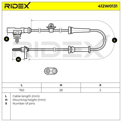 Czujnik ABS RIDEX 412W0131 412W0131 - foto 5