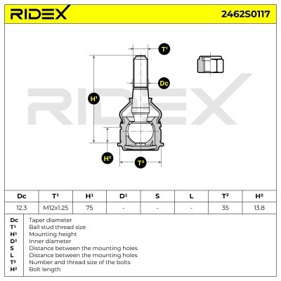 Sworzeń wahacza RIDEX 2462S0117 2462S0117 - foto 3