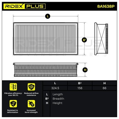 Filtr Powietrza RIDEX 8A1638P 8A1638P - foto 7