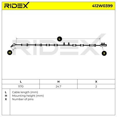 Czujnik ABS RIDEX 412W0399 412W0399 - foto 6