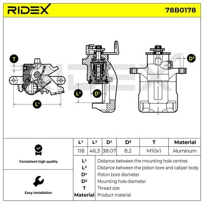 Zacisk Hamulcowy RIDEX 78B0178 78B0178 - foto 5